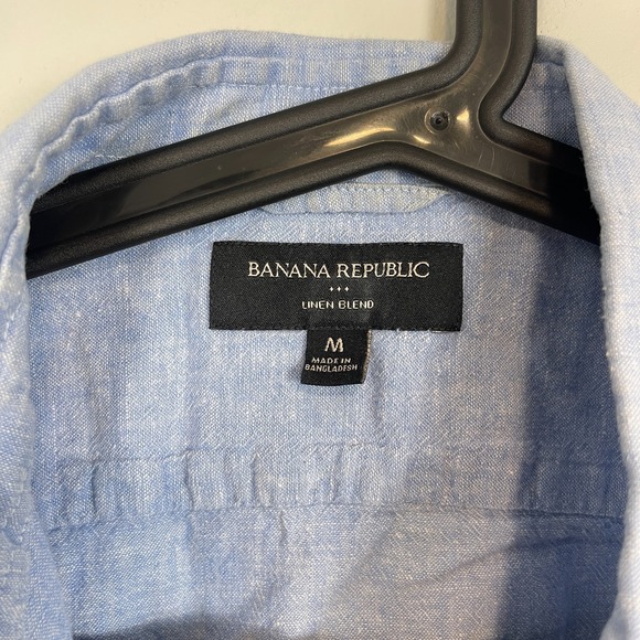 Banana‎ Republic Mens Light Blue Linen Short Sleeve Shirt Size M - Picture 2 of 6